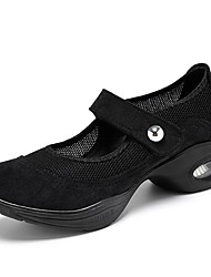 cheap -Women&#039;s Dance Sneakers Practice Trainning Dance Shoes Practice Outdoor Flat Mesh Flat Heel Black Red Slip-on Ankle Strap