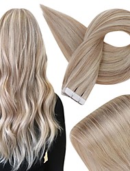cheap -Blonde Tape in Hair Extensions Human Hair 18 Inch Highlight Color 18/613 Remy Tape in Hair Extensions Brazilian Tape In Extensions 50g Tape in Tape Extensions