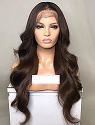 cheap -Long Body Wave Dark Brown Lace Front Wigs for Balck Women Synthetic Lace Front Wigs Easy Wear Daily Use