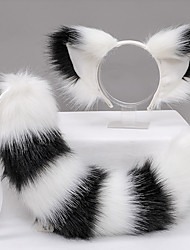 cheap -Plush Animal Ears Headdress Cosplay Tail Accessories Hand-made Fox Ears Headband Fox Tail Suit