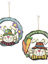 cheap -2022 Easter New Products Easter Decorations Cute Little White Rabbit Easter Egg Garland Pendant Wall Hanging Door Hanging House Number Easter Party Decoration