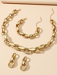 cheap -Women&#039;s Chain Bracelet Choker Necklace Earrings Set Stylish Earrings Jewelry Gold For Daily Festival Three-piece Suit