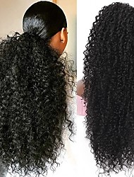 cheap -Curly Human Hair Drawstring Ponytail Extension for Black Women 8A Brazilian Kinky Curly Clip in Ponytail Extension Human Hair Pieces Natural Color 20 Inch