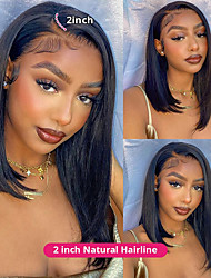 cheap -13X2 HD Straight Lace Frontal Wigs Pre Plucked With Baby Hair Straight Bob Wig 13X2 Lace Frontal Wig Remy Hair Wigs Glueless Lace Wig 14-18inch