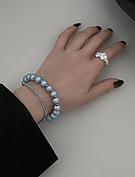 cheap -Women&#039;s Pearl Bracelet Classic Precious Personalized Stylish Titanium Steel Bracelet Jewelry Light Blue / White For Wedding Gift