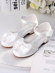 cheap -Girls&#039; Heels Heel Flower Girl Shoes Princess Shoes Satin Big Kids(7years +) Little Kids(4-7ys) Flower Light Pink White Fall Summer