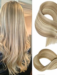 cheap -Clip in Hair Extensions Remy Human Hair Dirty Blonde to Blonde Highlight Hair Extensions 7pcs 70G Real Hair Extensions 22Inch Straight Curtain Hair Extensions