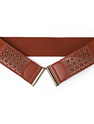 cheap -Women&#039;s Wide Belt PU Leather Metal Bucke Engraved Formal Vintage Retro Holiday Work Brown