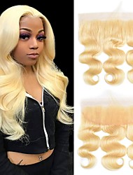cheap -12A Blonde #613 Transparent Lace Frontal 14in 13x4 Ear to Ear Full Lace Frontal 100% Russian Blonde Human Hair for Black Women 14-20 Inch #613 Honey Blonde Body Wave Frontal