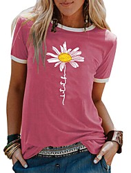 cheap -Women&#039;s daisy casual fashion stitching short-sleeved t-shirt