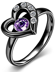 cheap -Women Ring Party Geometrical Black Gold Stainless Steel Heart Fashion 1pc Cubic Zirconia / Women&#039;s