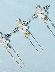 cheap -Shiny Sweet Alloy Hair Stick with Imitation Pearl / Sparkling Glitter 3 Pieces Wedding / Party / Evening Headpiece