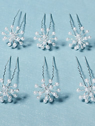 cheap -Shiny Sweet Alloy Hair Stick with Imitation Pearl / Pure Color 6pcs Wedding / Party / Evening Headpiece