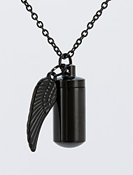 cheap -cremation cylinder urn necklace for ashes with angel wing charm stainless steel ashes necklace memorial jewelry ash holder - love