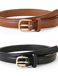 cheap -2 PCS Women&#039;s PU Buckle Belt Skinny Belt PU Leather D-ring Buckle D-ring Casual Cowboy Party Holiday Multicolor