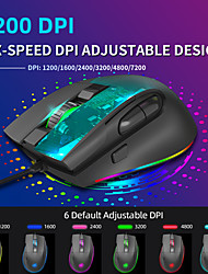 cheap -HXSJ A905 Wired USB Optical Gaming Mouse / Office Mouse RGB Light 7200 dpi 6 Adjustable DPI Levels 8 pcs Keys 8 Programmable Keys