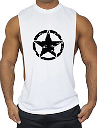 cheap -Men&#039;s Tank Top Vest Undershirt Hot Stamping Graphic Star Crew Neck Street Casual Print Sleeveless Tops Cotton Lightweight Fashion Breathable Comfortable White Black Blue / Summer
