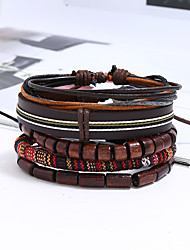 cheap -5pcs Men&#039;s Women&#039;s Leather Bracelet Beads Lucky Stylish Artistic Simple Fashion Casual / Sporty Hard Leather Bracelet Jewelry Rainbow For School Gift Daily Prom Festival