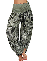 cheap -Women&#039;s Plus Size Harem Pants Print Pattern Casual Casual Daily Natural Full Length Spring Summer Green Blue Light Green L XL XXL 3XL 4XL