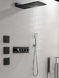 cheap -Wall Mounted Waterfall Rain Shower System With 3 Body Sprays &amp; Handheld Shower Luxury Rain Mixer Shower Complete Combo Set Wall Mounted