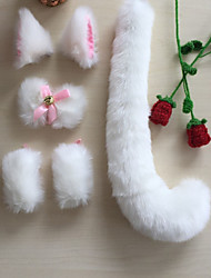 cheap -Cute Fox Animal Ears Lolita Maid JK Plush Cosplay Hair Accessories Fox Ears And Fox Tail Suit