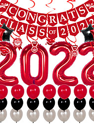 cheap -2022 Graduation Season Balloon Set Congrats Grad Pull Flag Graduation Party Background Decorative Aluminum Film Balloons
