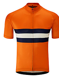 cheap -21Grams® Men&#039;s Short Sleeve Cycling Jersey Stripes Bike Jersey Top Mountain Bike MTB Road Bike Cycling Black / Orange Green Yellow UV Resistant Breathable Quick Dry Sports Clothing Apparel / Stretchy