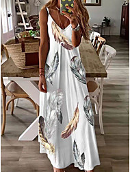 cheap -women&#039;s color geometric print long suspender unpositioned printing dress