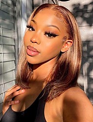 cheap -Short Bob Straight Highlight Wig 4/27 Human Hair Wigs for Black Women 180% Density 4x4 Highlight Lace Front Wig Human Hair Ombre Brown Honey Blonde Closure Wigs Human Hair 10-16 Inch
