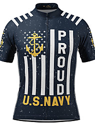 cheap -21Grams® Men&#039;s Short Sleeve Cycling Jersey American / USA Bike Top Mountain Bike MTB Road Bike Cycling Navy Spandex Polyester Breathable Quick Dry Moisture Wicking Sports Clothing Apparel