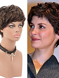 cheap -Piexie Cut Wigs for Women Short Wig Black Mix Medium Brown Highlight Wig For Mothers Elf Cut Curly Wig For Female Machine Making Wigs