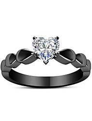 cheap -Ring Party Geometrical Black Alloy Heart Simple Elegant 1pc Cubic Zirconia / Women&#039;s / Wedding / Gift