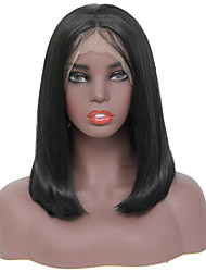 cheap -Synthetic Lace Wig kinky Straight Style 8-14 inch Black Bob 13*2.5 lace front Wig All Wig Black