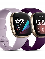 cheap -2 PCS Smart Watch Band Compatible with Fitbit Versa 3 / Sense Silicone Smartwatch Strap Waterproof Adjustable Shockproof Sport Band Replacement  Wristband