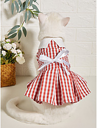 cheap -Dog Cat Dress Plaid / Check Ribbon bow Sweet Style Casual Daily Casual / Daily Dog Clothes Puppy Clothes Dog Outfits Soft Red and White Blue + White Costume for Girl and Boy Dog Polyster XS S M L XL