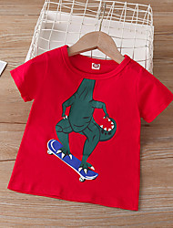 cheap -Kids Boys Back to School T shirt Short Sleeve Dinosaur Red Children Tops Summer Active Daily Daily Back to School Regular Fit 3-6 Years