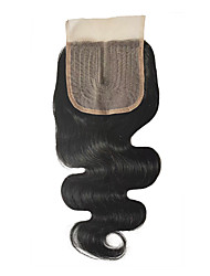 cheap -Brazilian Body Wave Lace Closure Human Hair Middle Part4*4*1 T Part 100% Brazilian Virgin Hair Body Wave Human Hair Top Lace Closure With Baby Hair Natural Black