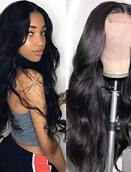 cheap -T-Part Lace Closure Wigs Body Wave Brazilian Virgin Human Hair Wigs For Black Women 4X1 HD Lace Front Wigs Human Hair 150% Density Pre Plucked Natural Color