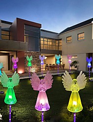 cheap -2pcs Outdoor Solar Angel Garden Lights LED Landscape Light 7 Color Changing LED Lawn Light Holiday Outdoor Path Garden Decoration