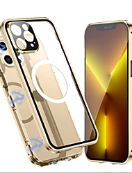 cheap -Phone Case For Apple Full Body Case Magnetic Adsorption Clear Case iPhone 13 iPhone 13 Pro iPhone 13 Pro Max Compatible with MagSafe Transparent Aluminum Alloy Tempered Glass Metal