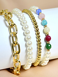 cheap -4pcs Women&#039;s Chain Bracelet Bead Bracelet Beads Lucky Fashion Holiday Boho Glass Bracelet Jewelry For Gift Prom Birthday Festival