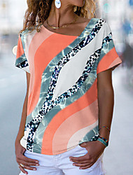 cheap -Women&#039;s Abstract Painting T shirt Graphic Print V Neck Basic Tops Orange / 3D Print