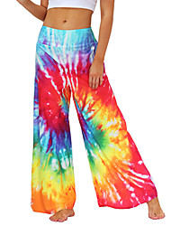 cheap -Women&#039;s Pajamas Bottom Tie Dye Flower Comfort Sport Home Gyms Polyester Spring Summer Blue Purple