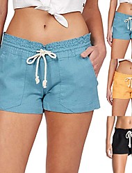 cheap -Women&#039;s Cotton Linen Casual Loose Shorts Elastic Waist Drawstring Summer Beach Comfy With Pockets Shorts Quick Dry Lightweight Breathable Bottoms
