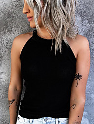 cheap -2021 new cross-border black cotton street hipster self-cultivation bottoming round neck solid color hanging neck type sleeveless women&#039;s clothing