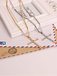 cheap -1pc Pendant Necklace Necklace For Men&#039;s Couple&#039;s Silver Gold Street Gift Birthday Party Alloy Classic Vertical / Gold bar Lucky