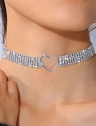 cheap -Choker Necklace Women&#039;s Tennis Chain Heart Fashion Trendy Sweet Silver 20-30 cm Necklace Jewelry 1pc for Wedding Daily Carnival Holiday Heart Shape