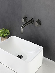 cheap -Bathroom Sink Faucet - Classic / Wall Mount / Widespread Nickel Brushed / Painted Finishes Mount Inside Two Handles Two HolesBath Taps