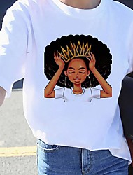 cheap -source african girls printed white pullover straight round neck short sleeve t-shirt ladies tops