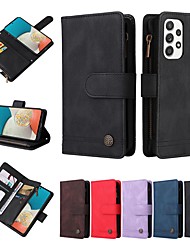 cheap -Phone Case For Samsung Galaxy Handbag Purse Wallet Card A53 S22 Ultra Plus S21 FE S20 A72 Card Holder Flip Zipper Solid Colored PU Leather
